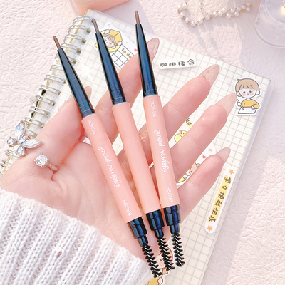 New Arrival Custom Logo Waterproof 2 in 1 Brown Slim Long Lasting Waterproof Eyebrow Pencils Private Label Slim Eyebrow Pencil With Brush